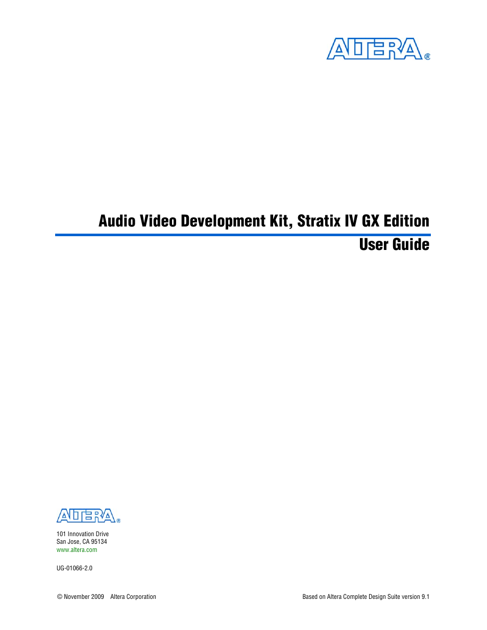 Altera Audio Video Development Kit, Stratix IV GX Edition User Manual | 58 pages