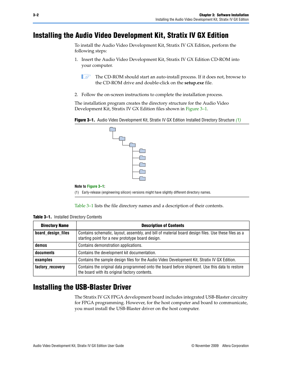 Installing the usb-blaster driver | Altera Audio Video Development Kit, Stratix IV GX Edition User Manual | Page 14 / 58