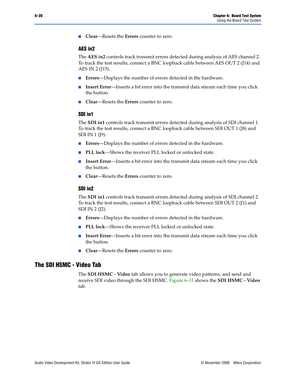 The sdi hsmc - video tab | Altera Audio Video Development Kit, Stratix IV GX Edition User Manual | Page 42 / 58