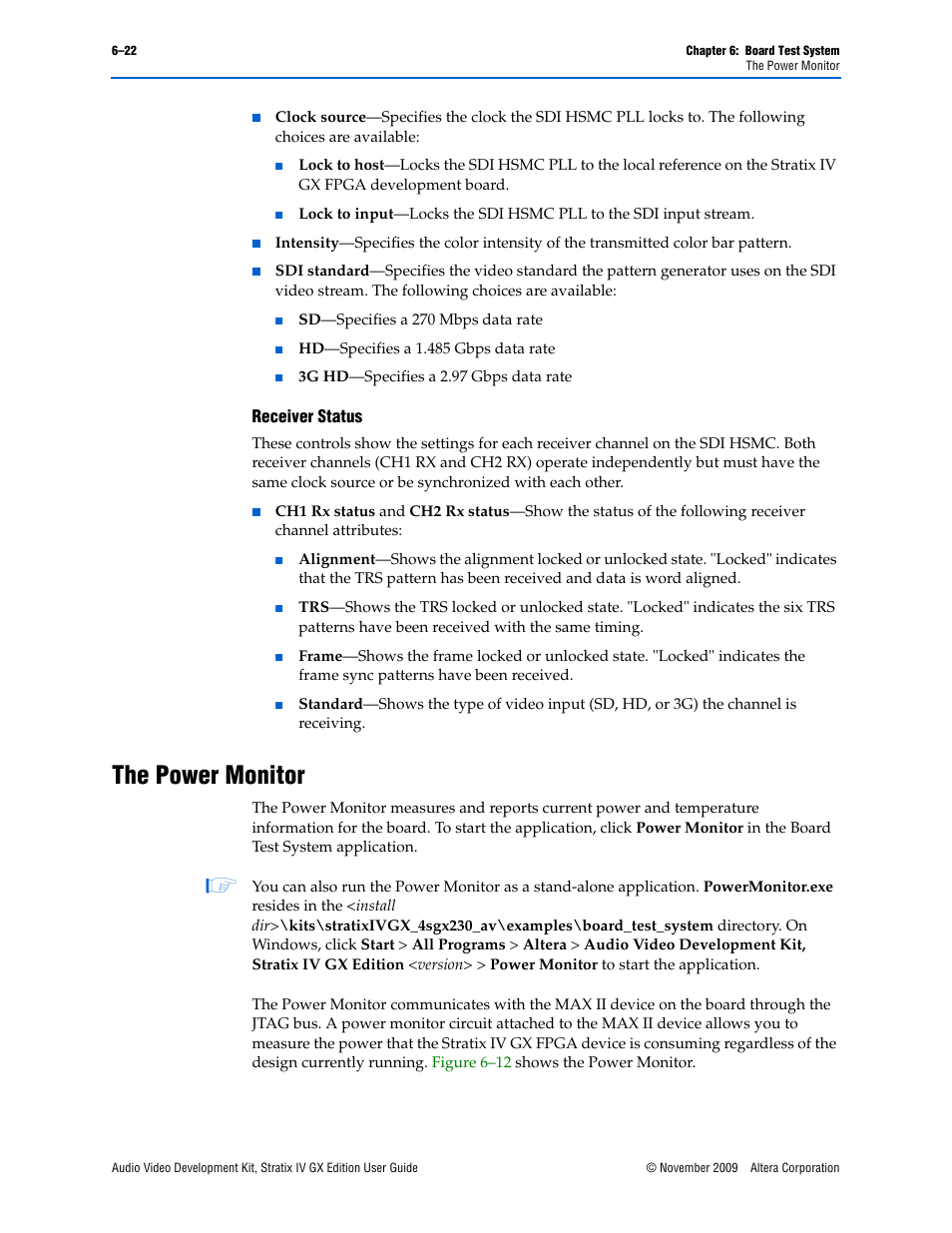 The power monitor | Altera Audio Video Development Kit, Stratix IV GX Edition User Manual | Page 44 / 58