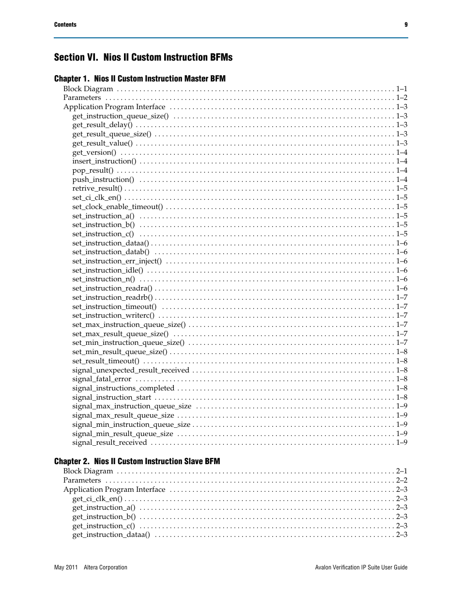 Altera Avalon Verification IP Suite User Manual | Page 11 / 178