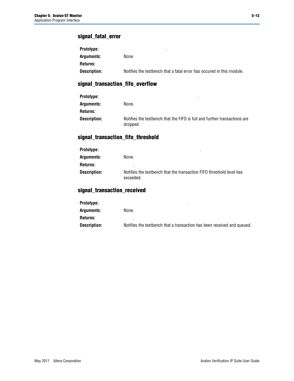 Signal_fatal_error, Signal_transaction_fifo_overflow, Signal_transaction_fifo_threshold | Signal_transaction_received | Altera Avalon Verification IP Suite User Manual | Page 122 / 178