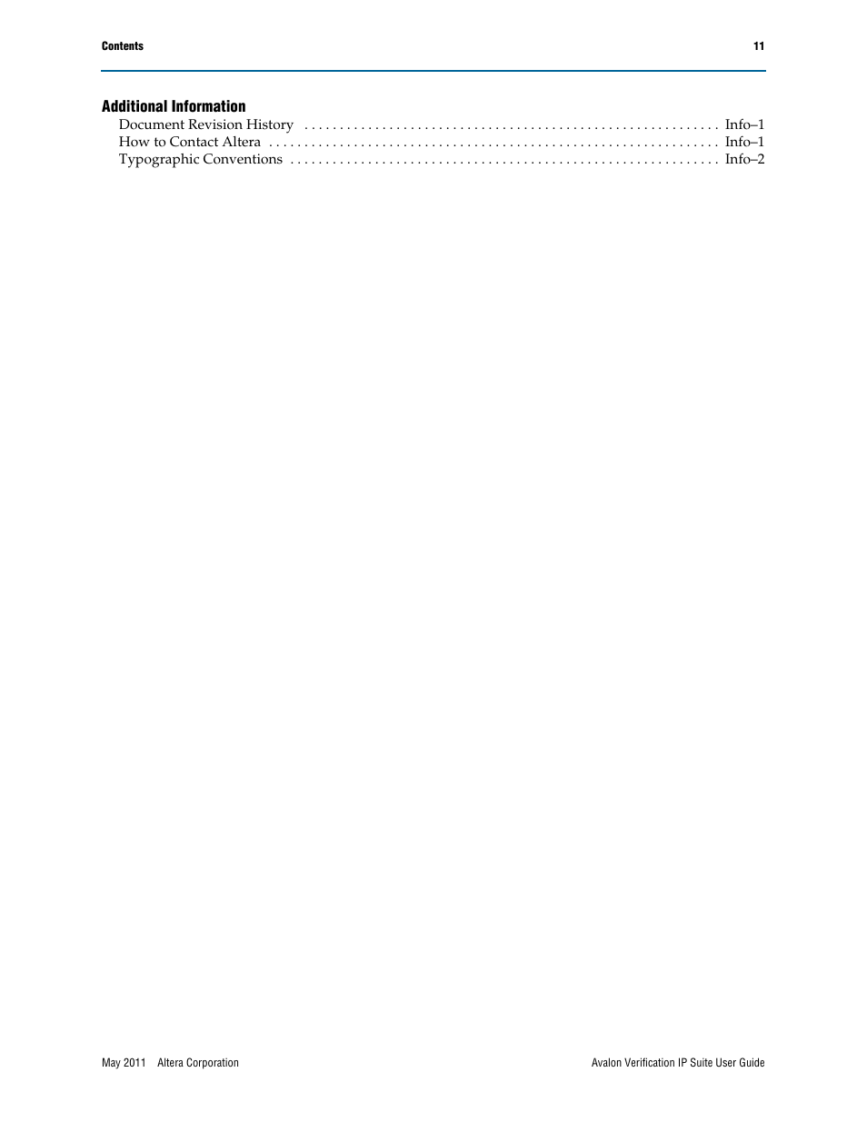 Additional information | Altera Avalon Verification IP Suite User Manual | Page 13 / 178