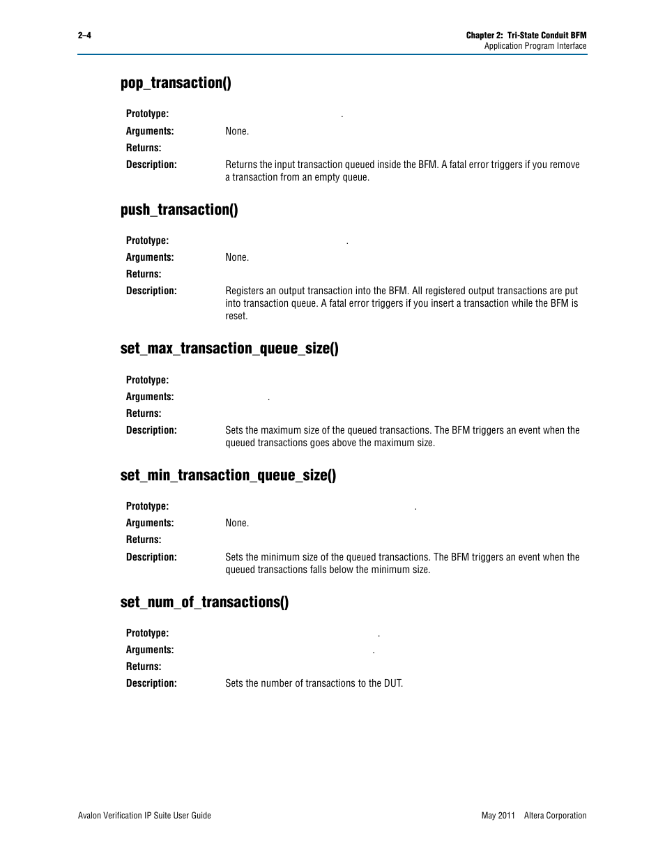 Pop_transaction(), Push_transaction(), Set_max_transaction_queue_size() | Set_min_transaction_queue_size(), Set_num_of_transactions() | Altera Avalon Verification IP Suite User Manual | Page 130 / 178