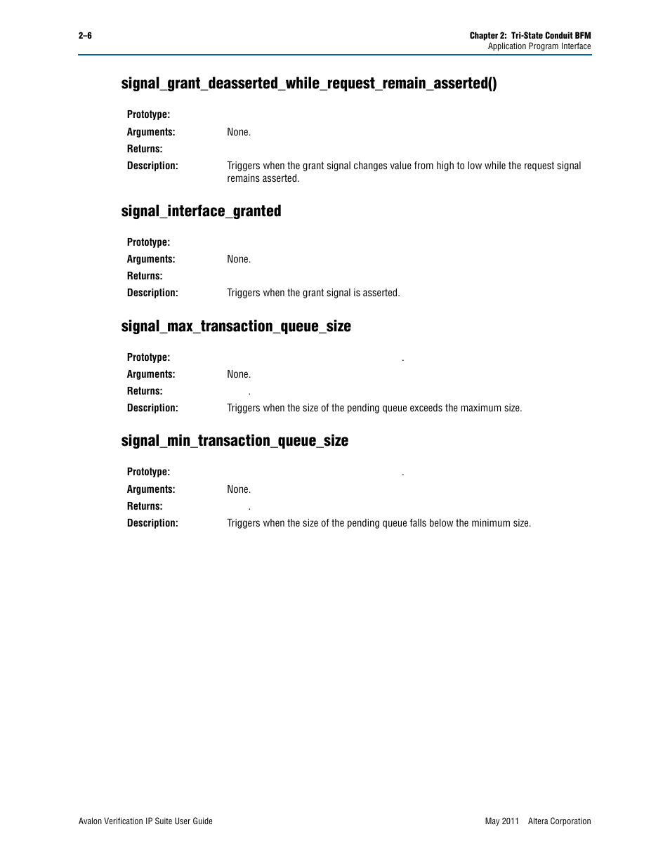 Signal_interface_granted, Signal_max_transaction_queue_size, Signal_min_transaction_queue_size | Altera Avalon Verification IP Suite User Manual | Page 132 / 178