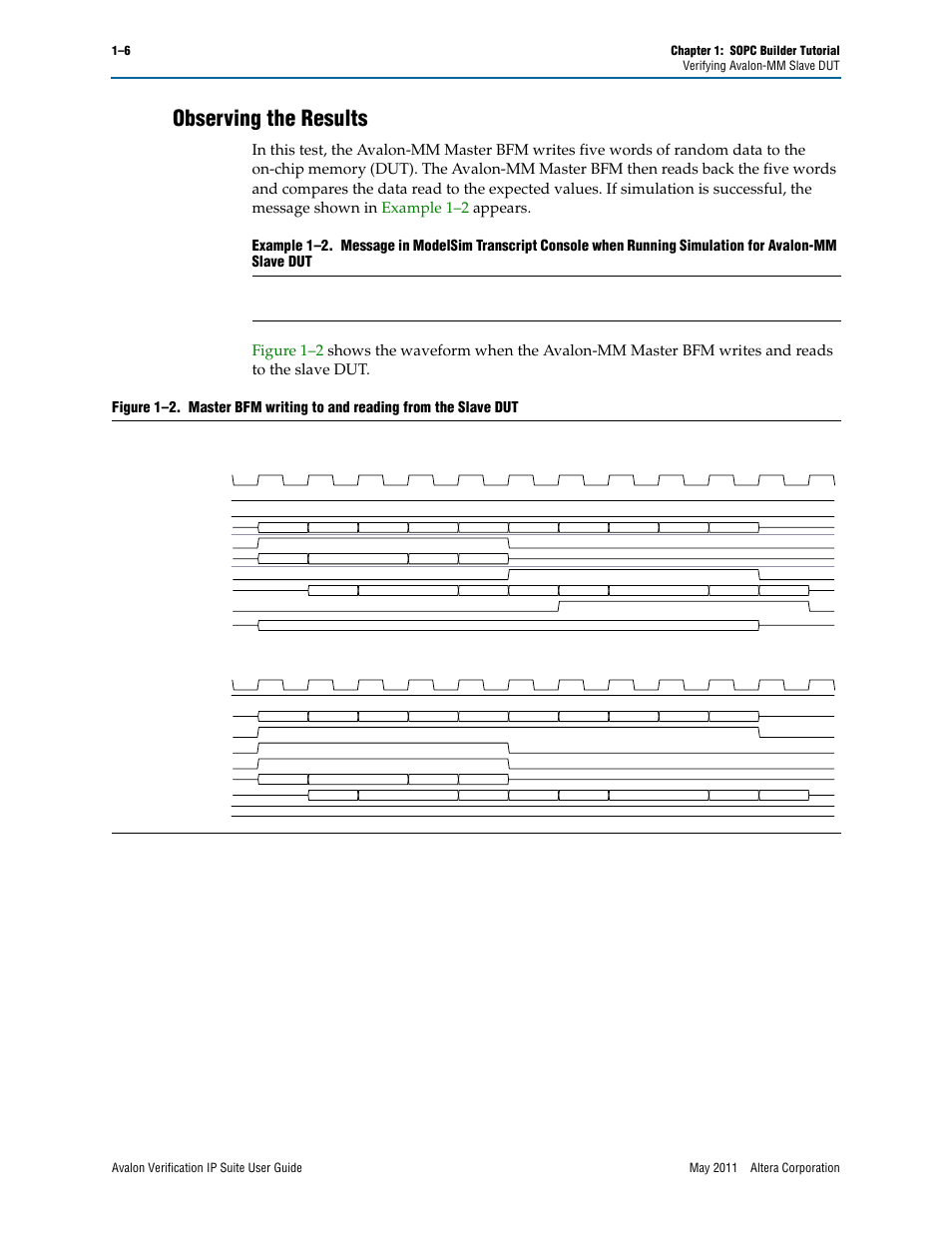 Observing the results, Observing the results –6 | Altera Avalon Verification IP Suite User Manual | Page 162 / 178