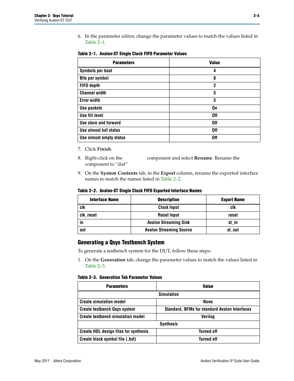 Generating a qsys testbench system, Generating a qsys testbench system –3 | Altera Avalon Verification IP Suite User Manual | Page 170 / 178