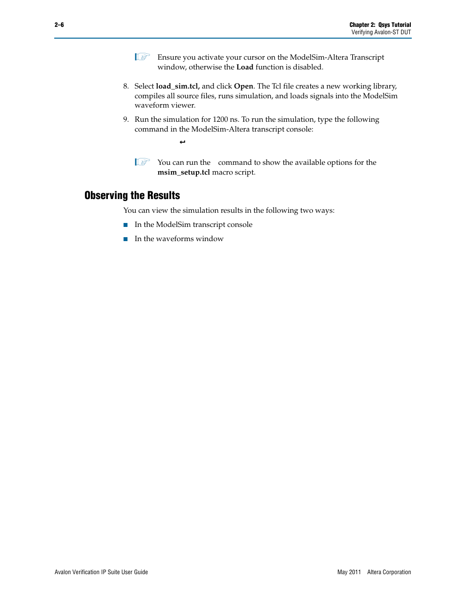 Observing the results, Observing the results –6 | Altera Avalon Verification IP Suite User Manual | Page 173 / 178