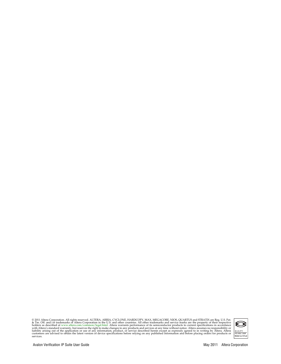 Altera Avalon Verification IP Suite User Manual | Page 2 / 178