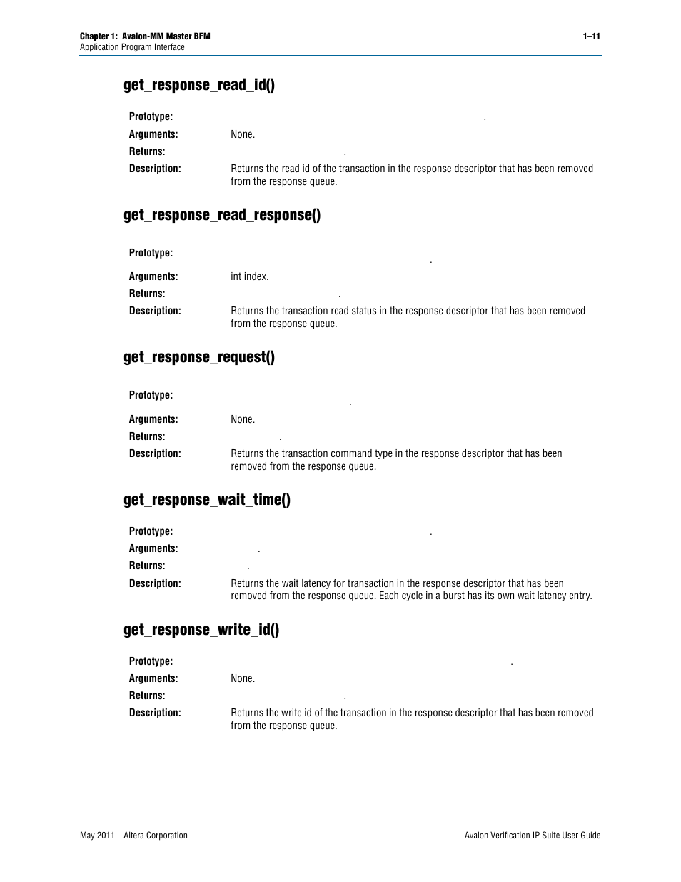 Get_response_read_id(), Get_response_read_response(), Get_response_request() | Get_response_wait_time(), Get_response_write_id() | Altera Avalon Verification IP Suite User Manual | Page 34 / 178