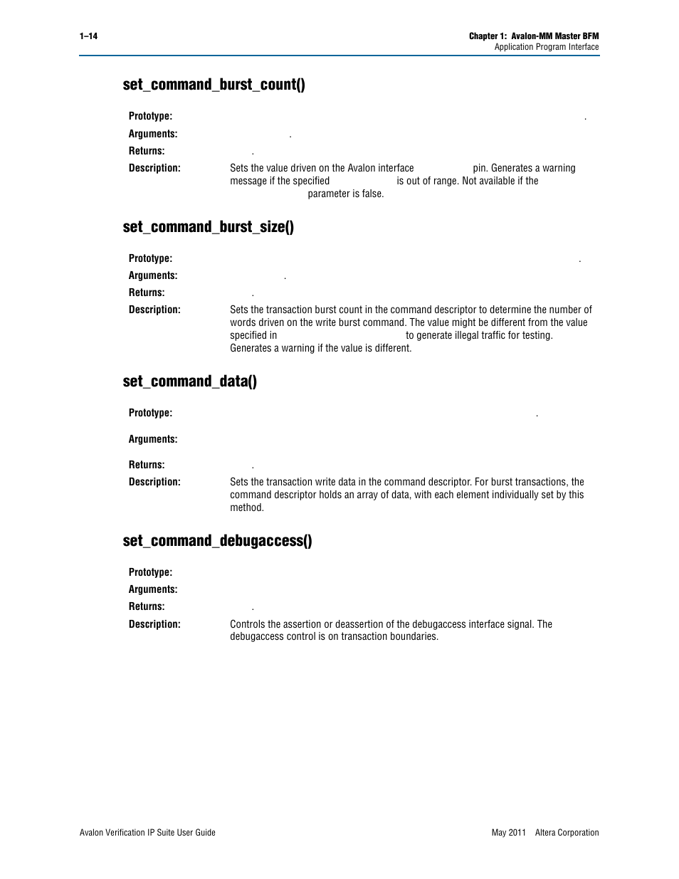 Set_command_burst_count(), Set_command_burst_size(), Set_command_data() | Set_command_debugaccess() | Altera Avalon Verification IP Suite User Manual | Page 37 / 178