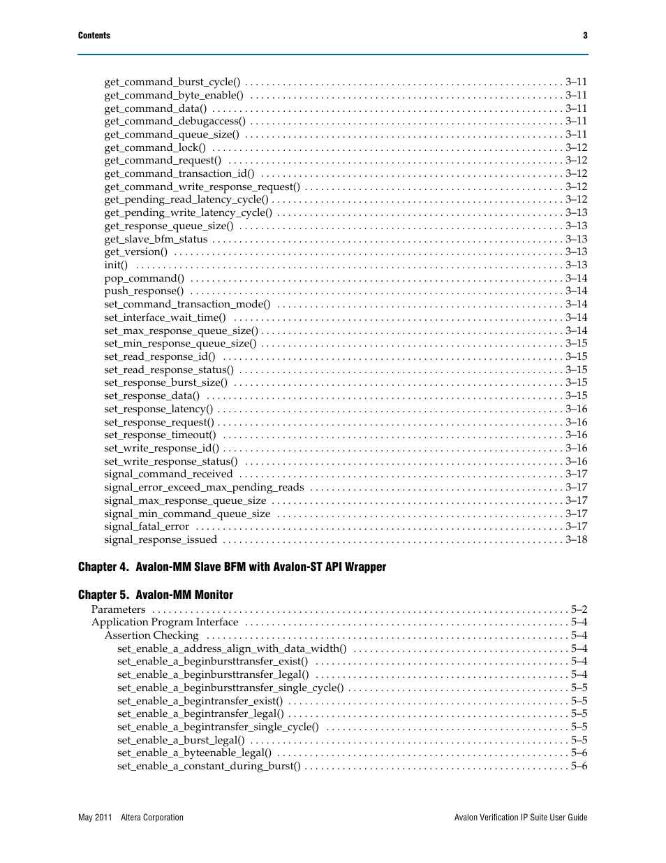 Altera Avalon Verification IP Suite User Manual | Page 5 / 178