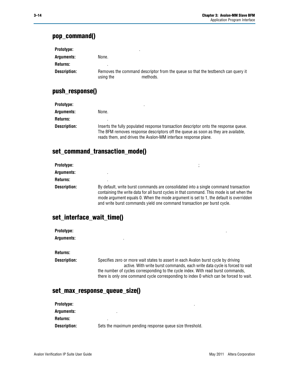 Pop_command(), Push_response(), Set_command_transaction_mode() | Set_interface_wait_time(), Set_max_response_queue_size() | Altera Avalon Verification IP Suite User Manual | Page 57 / 178