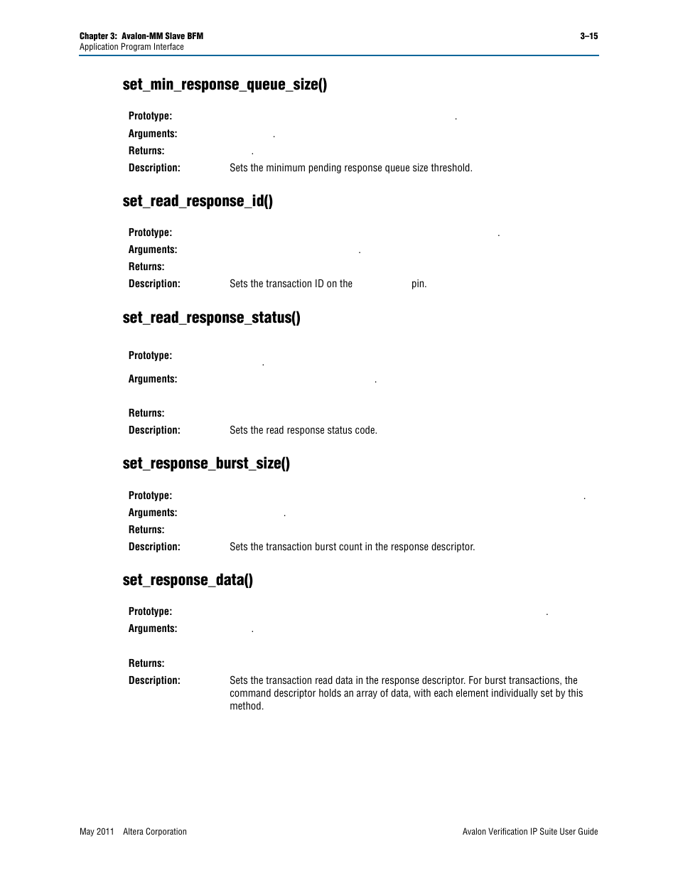 Set_min_response_queue_size(), Set_read_response_id(), Set_read_response_status() | Set_response_burst_size(), Set_response_data() | Altera Avalon Verification IP Suite User Manual | Page 58 / 178