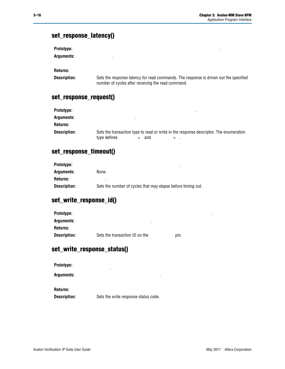 Set_response_latency(), Set_response_request(), Set_response_timeout() | Set_write_response_id(), Set_write_response_status() | Altera Avalon Verification IP Suite User Manual | Page 59 / 178