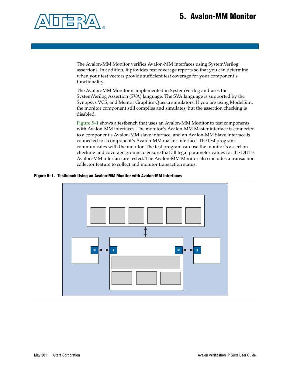 Avalon-mm monitor, Chapter 5. avalon-mm monitor, Chapter 5, avalon-mm monitor | Altera Avalon Verification IP Suite User Manual | Page 64 / 178