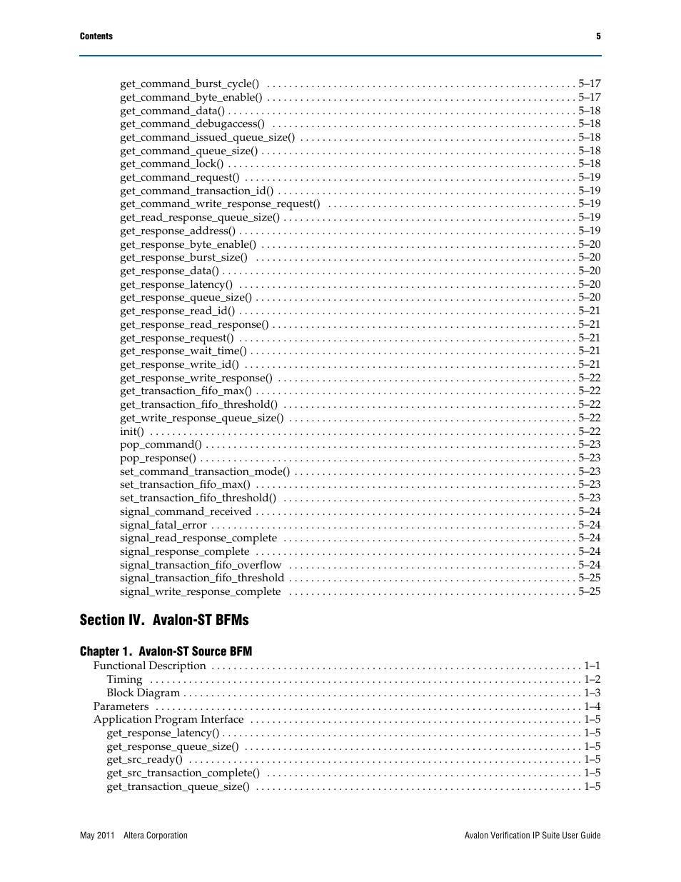 Altera Avalon Verification IP Suite User Manual | Page 7 / 178