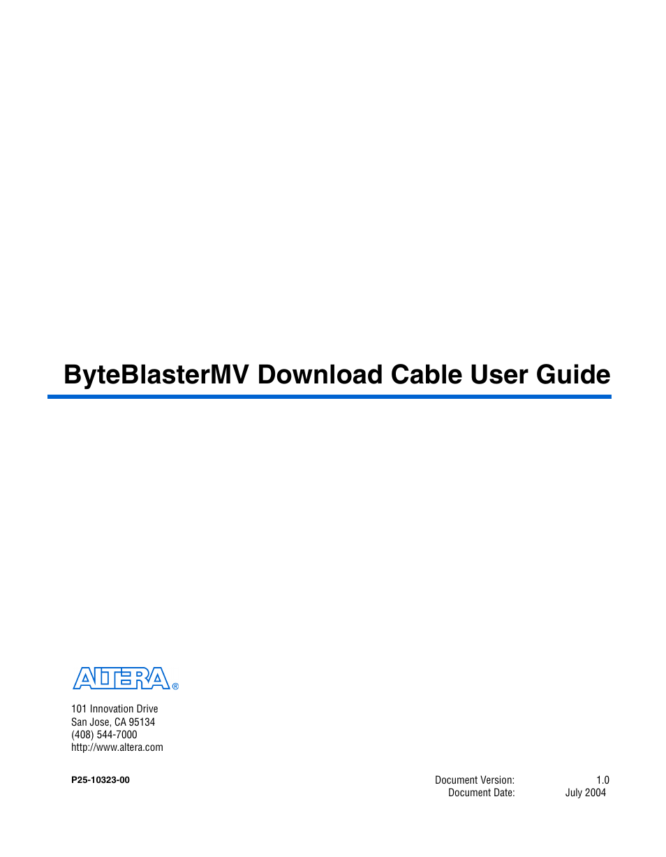 Altera ByteBlasterMV User Manual | 26 pages
