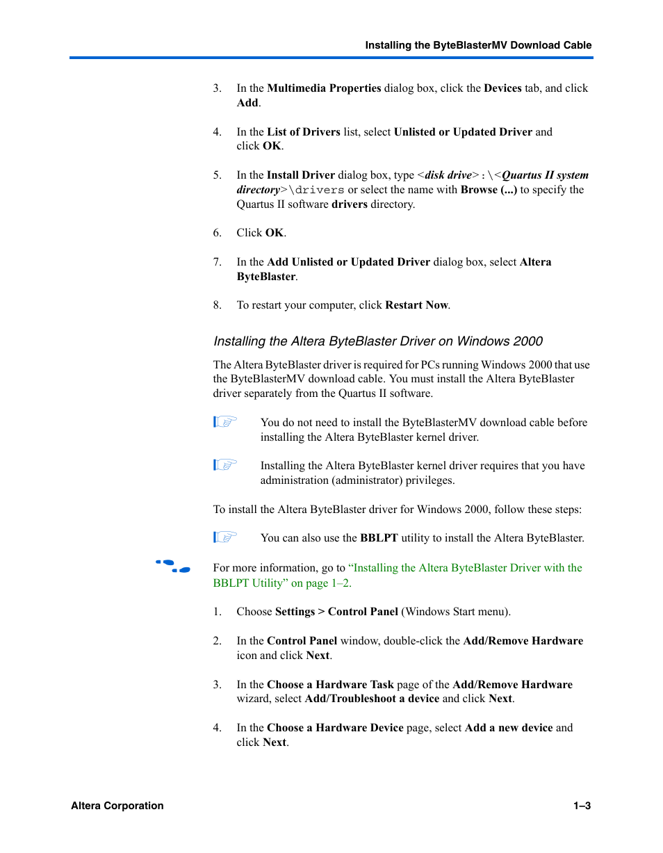 Altera ByteBlasterMV User Manual | Page 11 / 26