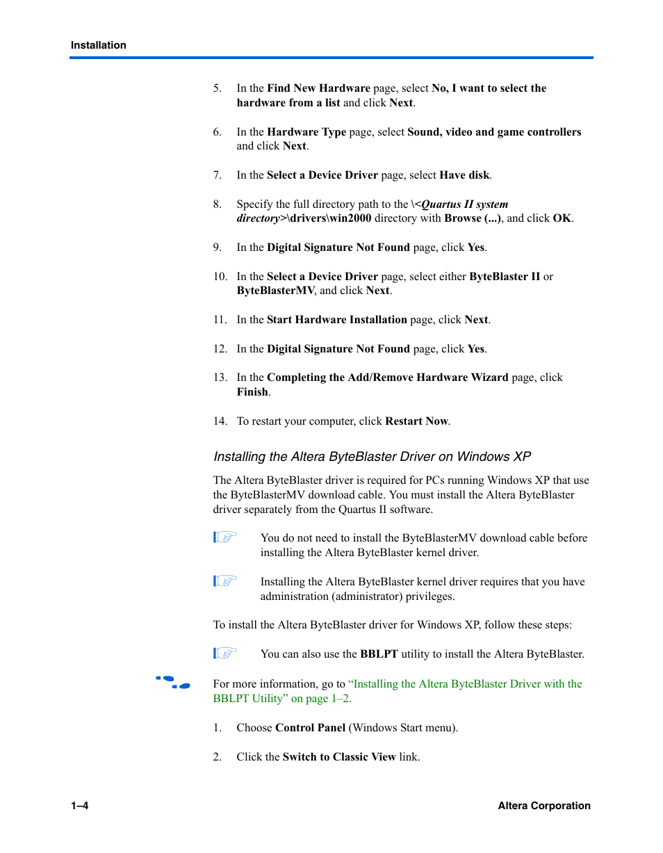 Altera ByteBlasterMV User Manual | Page 12 / 26