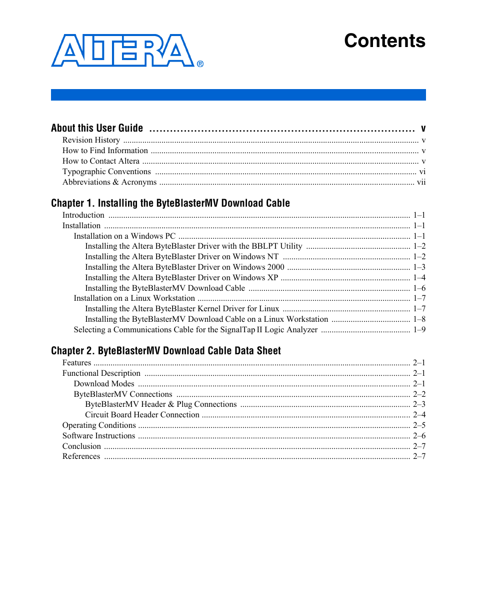 Altera ByteBlasterMV User Manual | Page 3 / 26