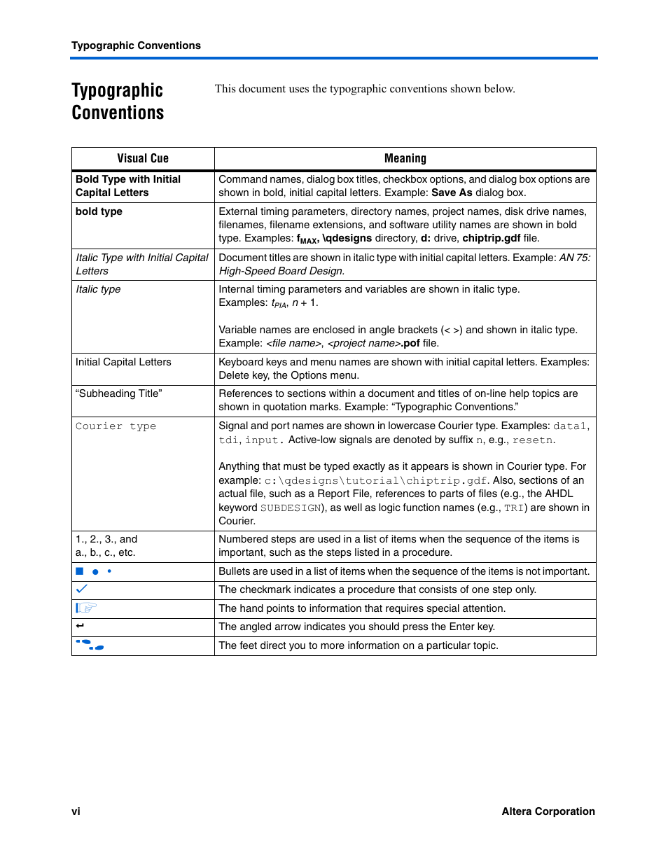 Typographic conventions | Altera ByteBlasterMV User Manual | Page 6 / 26