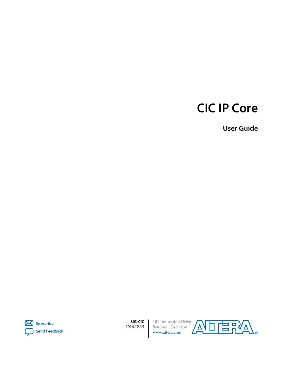 Altera CIC MegaCore Function User Manual | 30 pages