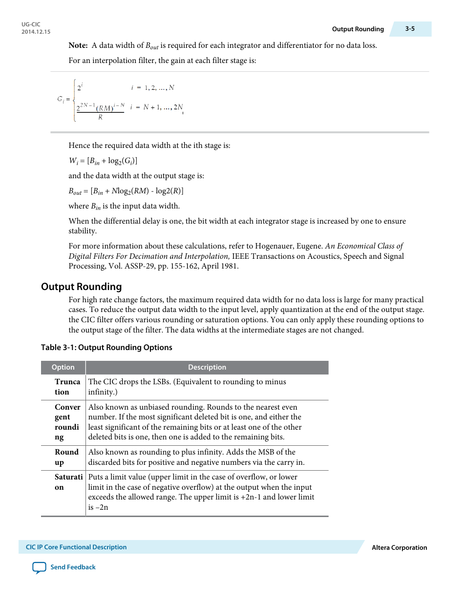 Output rounding, Output rounding -5 | Altera CIC MegaCore Function User Manual | Page 21 / 30