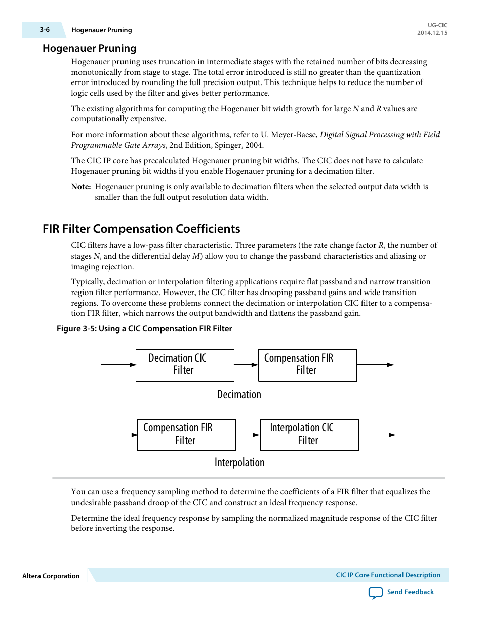 Hogenauer pruning, Fir filter compensation coefficients, Hogenauer pruning -6 | Fir filter compensation coefficients -6 | Altera CIC MegaCore Function User Manual | Page 22 / 30