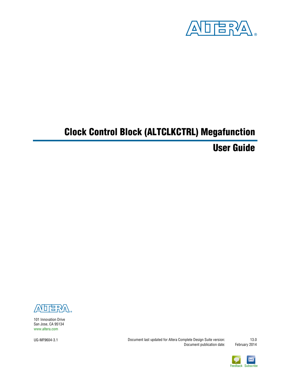 Altera Clock Control Block IP Core User Manual | 26 pages