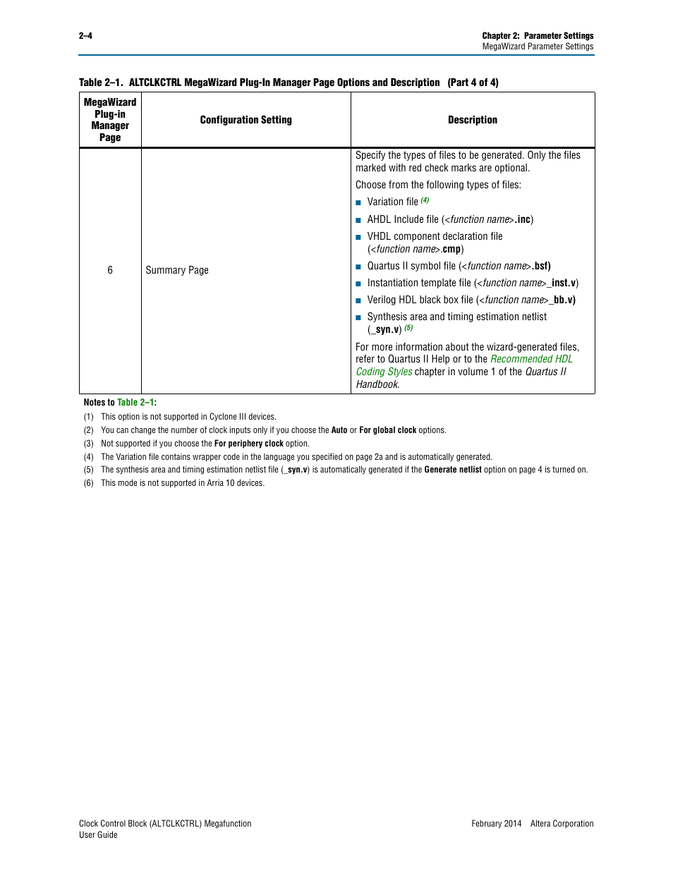 Auto, Allows a, Clock | Altera Clock Control Block IP Core User Manual | Page 10 / 26