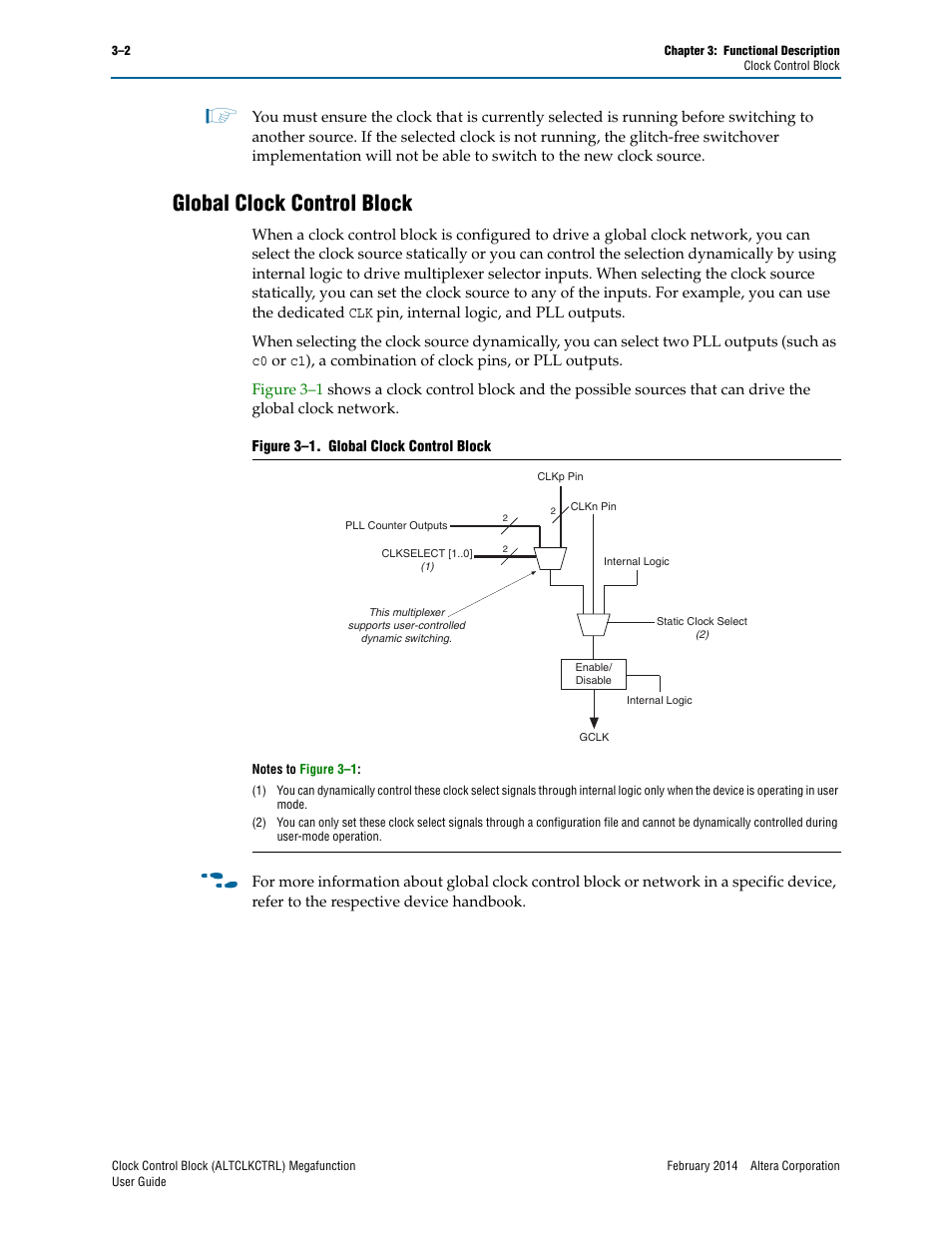 Global clock control block, Global clock control block –2, Global | Altera Clock Control Block IP Core User Manual | Page 14 / 26