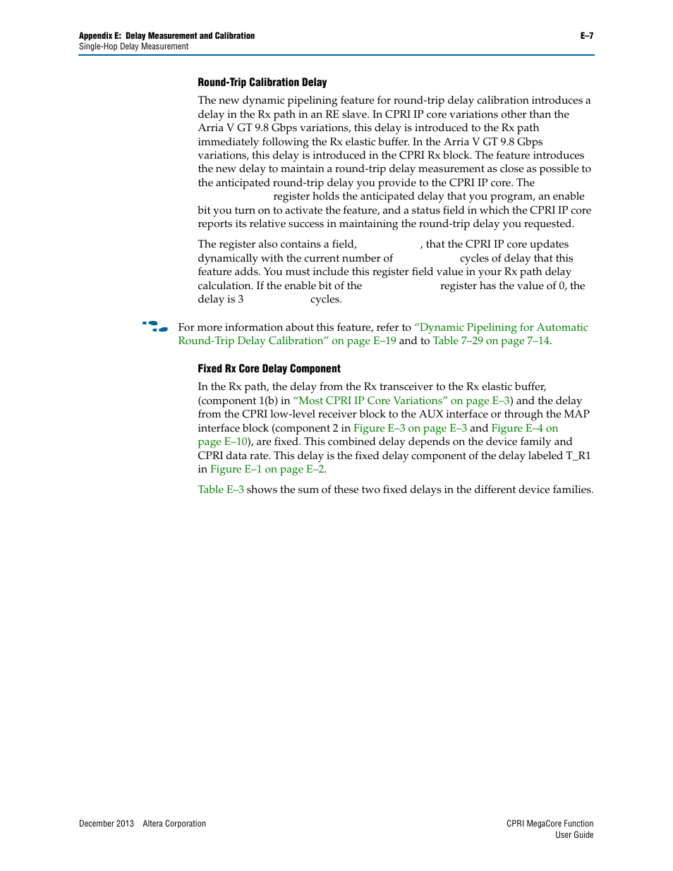 Fixed rx core delay component” on | Altera CPRI IP Core User Manual | Page 185 / 220
