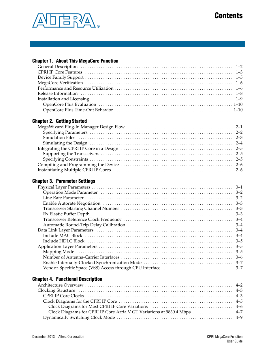 Altera CPRI IP Core User Manual | Page 3 / 220
