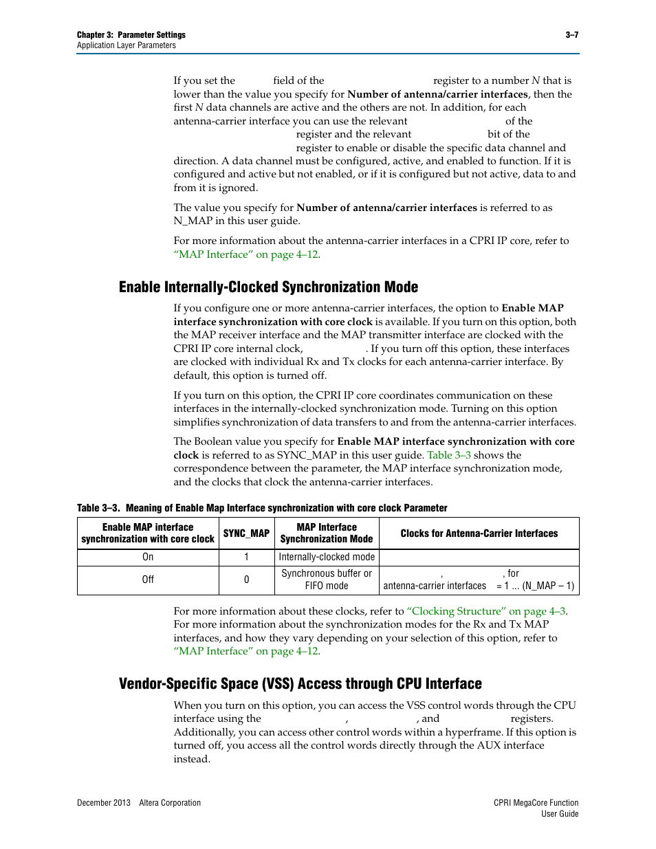 Enable internally-clocked synchronization mode | Altera CPRI IP Core User Manual | Page 31 / 220