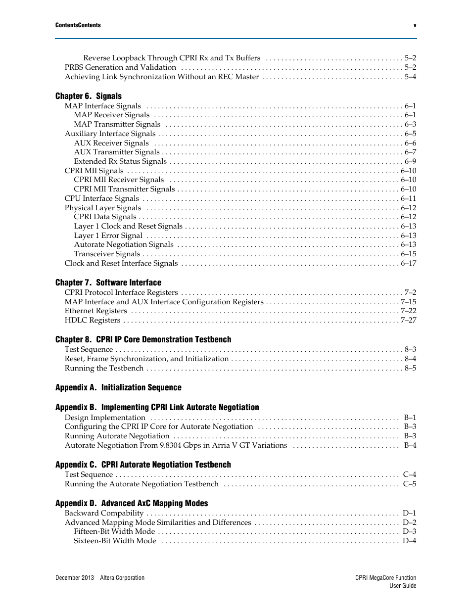 Altera CPRI IP Core User Manual | Page 5 / 220