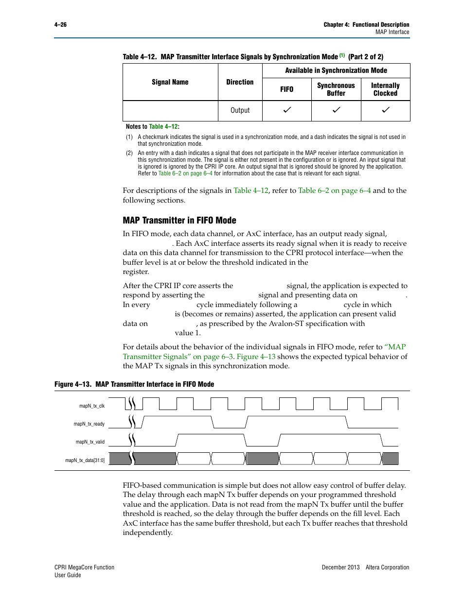 Map transmitter in fifo mode, Map transmitter in fifo mode –26, Fifo mode | Mode | Altera CPRI IP Core User Manual | Page 58 / 220