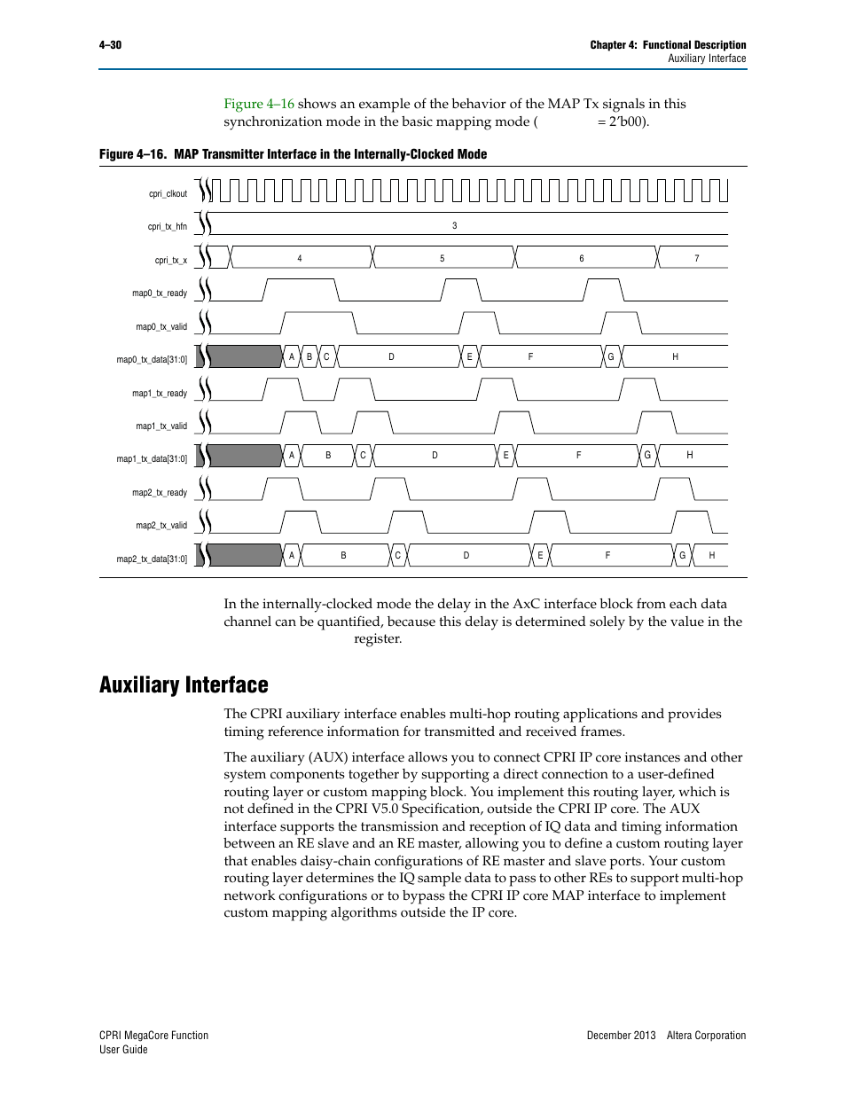 Auxiliary interface, Auxiliary interface –30 | Altera CPRI IP Core User Manual | Page 62 / 220