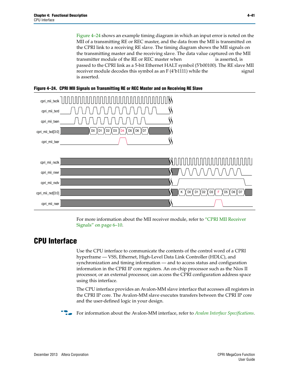 Cpu interface, Cpu interface –41 | Altera CPRI IP Core User Manual | Page 73 / 220