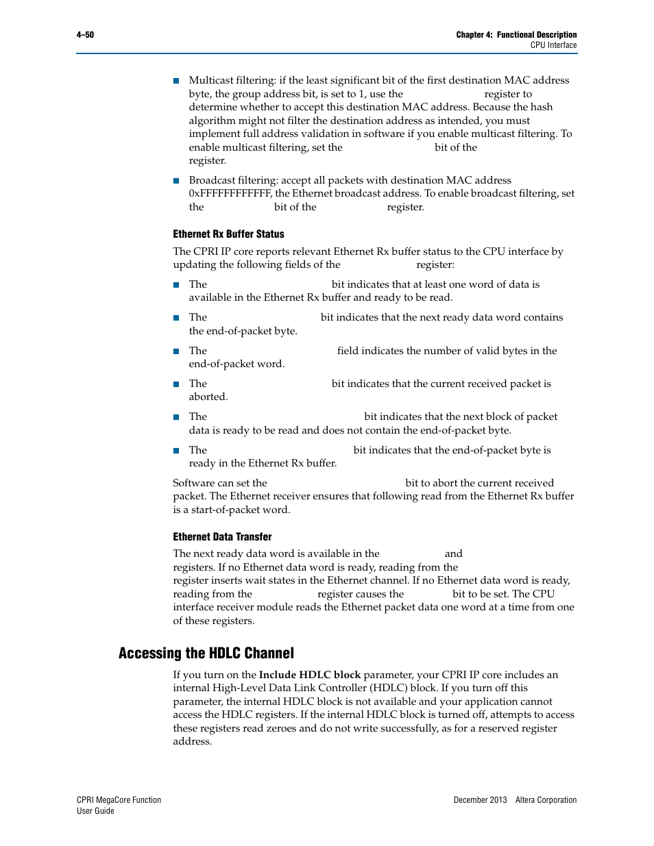 Accessing the hdlc channel, Accessing the hdlc channel –50, Accessing the hdlc channel” on | Altera CPRI IP Core User Manual | Page 82 / 220