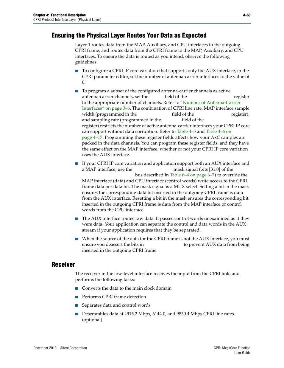 Receiver | Altera CPRI IP Core User Manual | Page 85 / 220