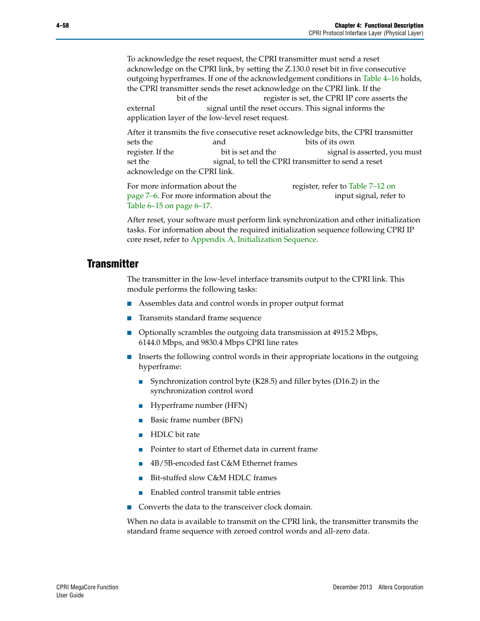 Transmitter, Transmitter –58 | Altera CPRI IP Core User Manual | Page 90 / 220