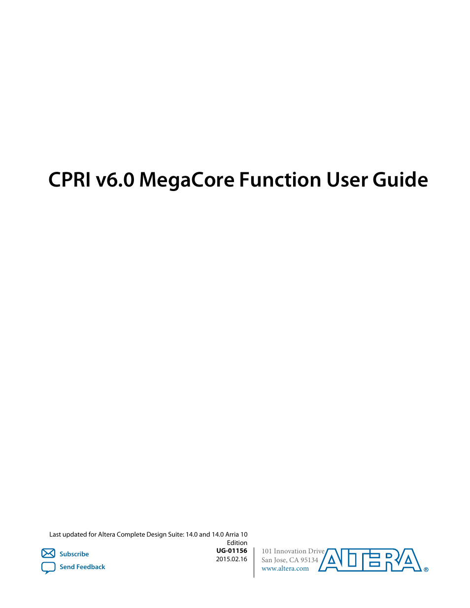 Altera CPRI v6.0 MegaCore Function User Manual | 115 pages