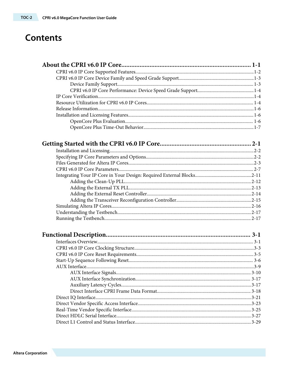 Altera CPRI v6.0 MegaCore Function User Manual | Page 2 / 115