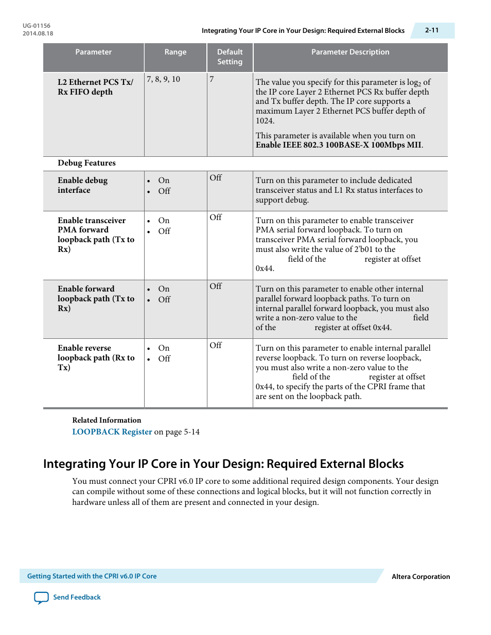 Altera CPRI v6.0 MegaCore Function User Manual | Page 22 / 115