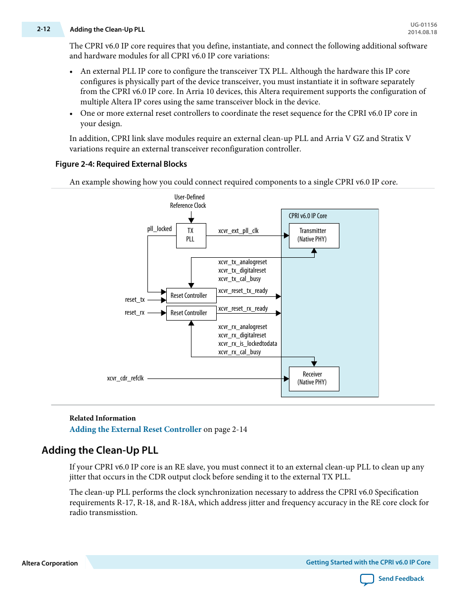 Adding the clean-up pll, Adding the clean-up pll -12 | Altera CPRI v6.0 MegaCore Function User Manual | Page 23 / 115
