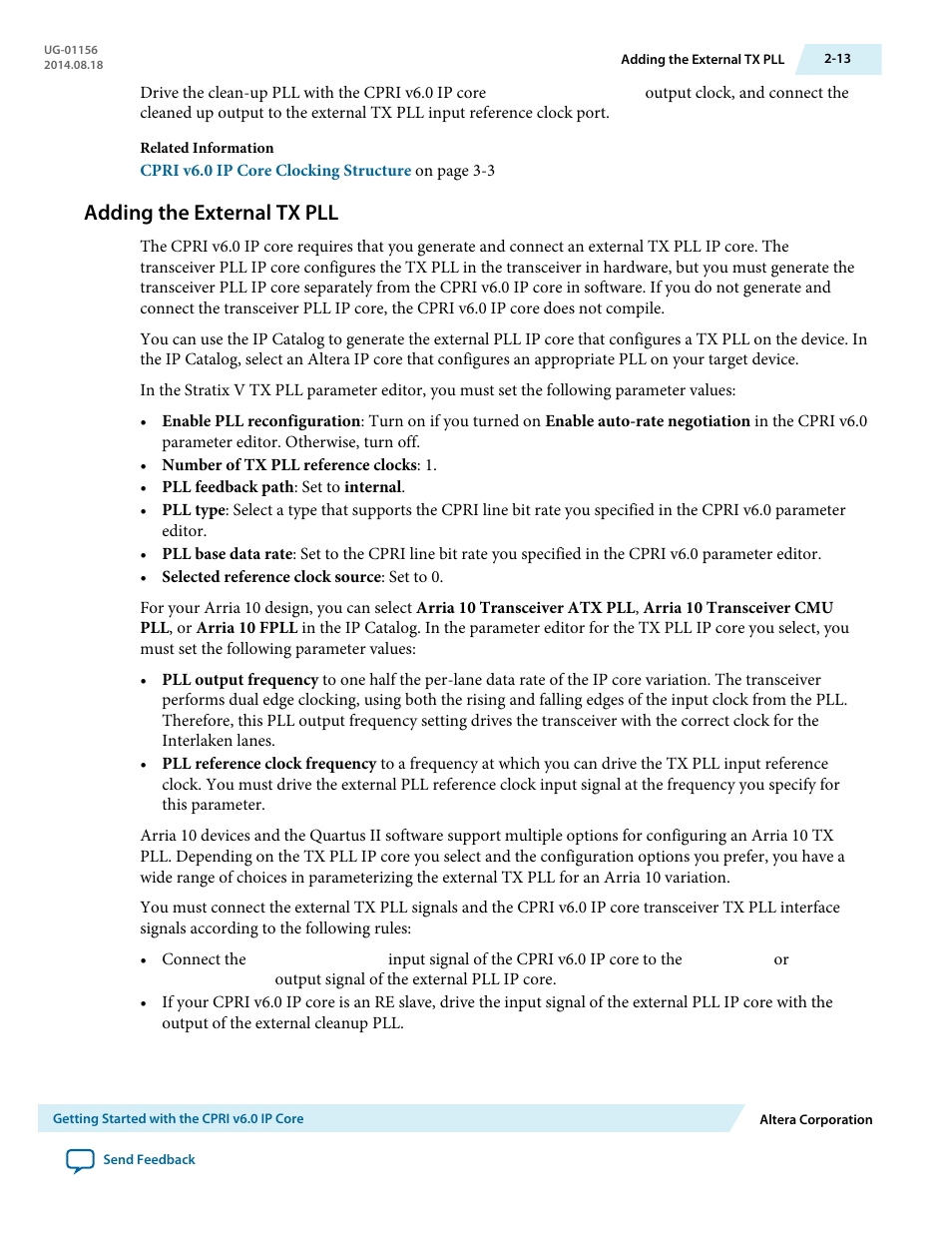 Adding the external tx pll, Adding the external tx pll -13 | Altera CPRI v6.0 MegaCore Function User Manual | Page 24 / 115