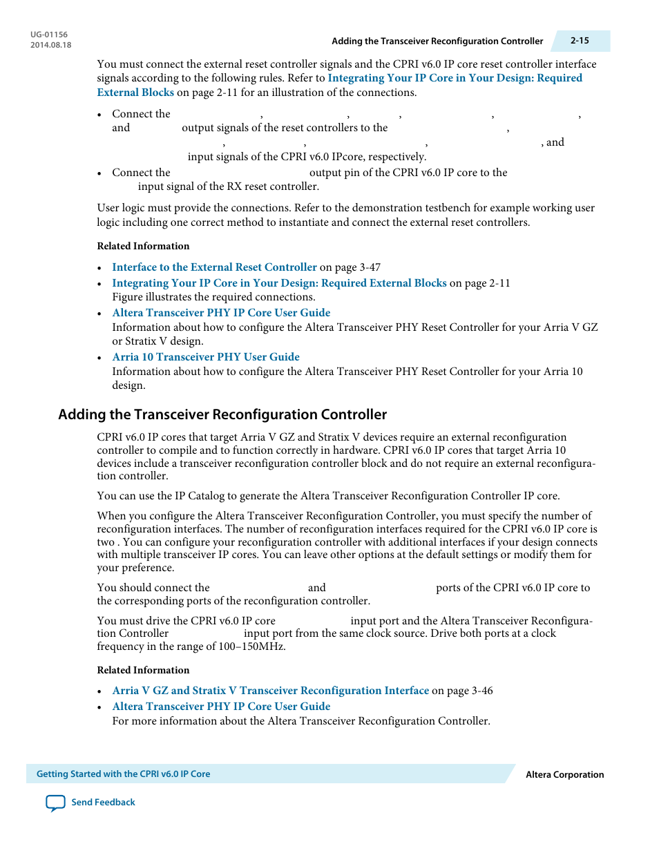 Adding the transceiver reconfiguration controller | Altera CPRI v6.0 MegaCore Function User Manual | Page 26 / 115