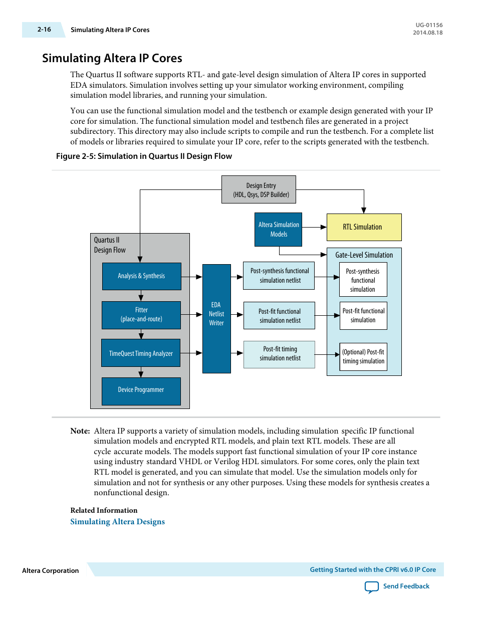 Simulating altera ip cores, Simulating altera ip cores -16 | Altera CPRI v6.0 MegaCore Function User Manual | Page 27 / 115