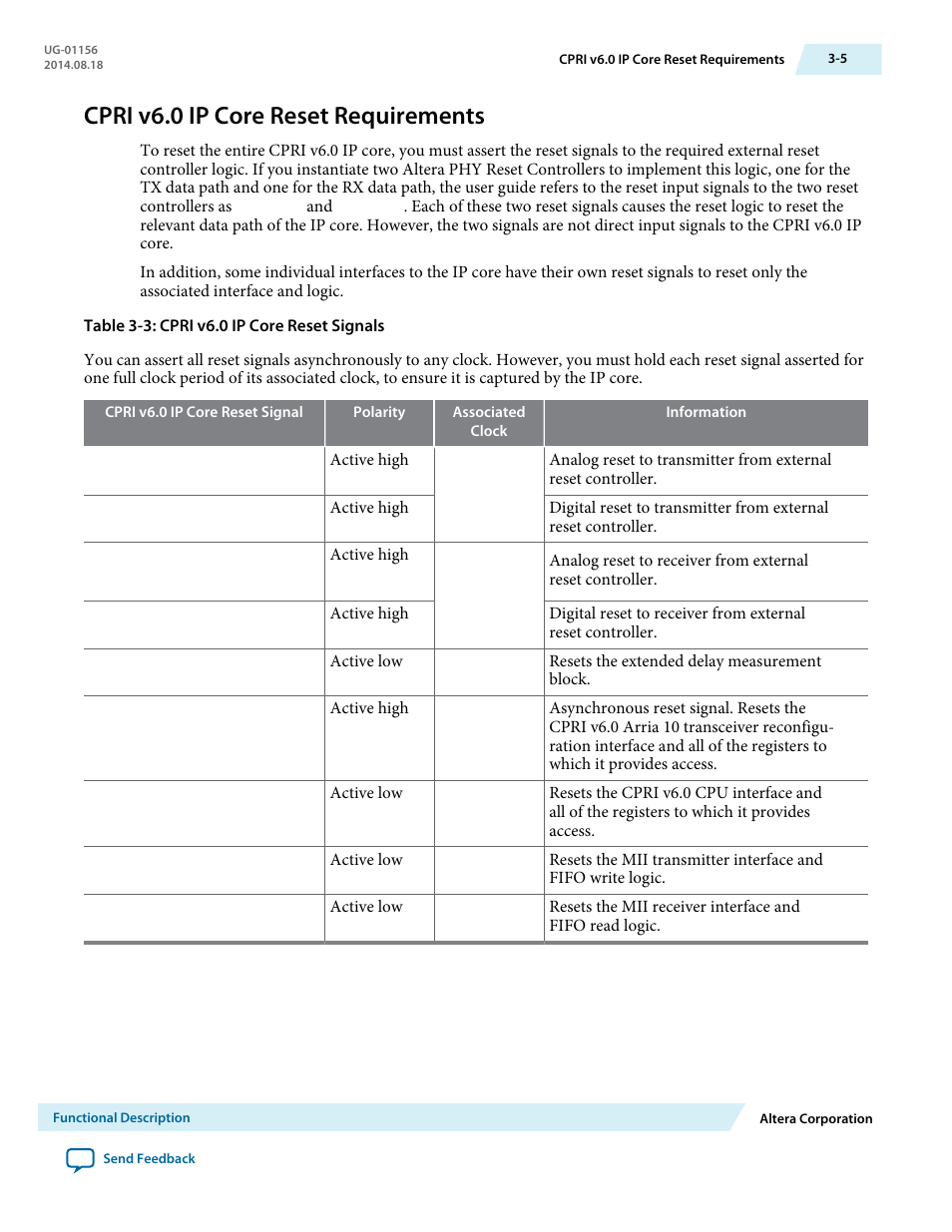 Cpri v6.0 ip core reset requirements, Cpri v6.0 ip core reset requirements -5 | Altera CPRI v6.0 MegaCore Function User Manual | Page 35 / 115